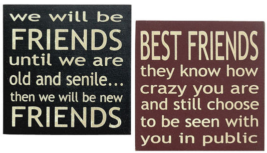 Friends Square Block Sign 4" 4 Asstd.  (Pack of 4)