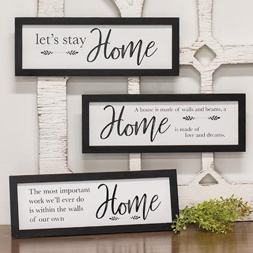 Let's Stay Home Framed Sign 3 asstd (Pack of 4)
