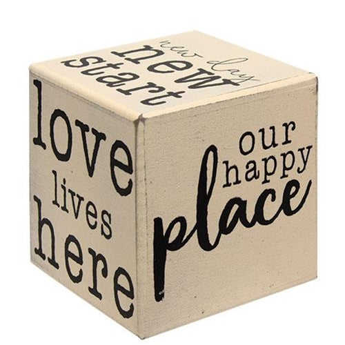 Our Happy Place Six-Sided Block (Pack of 2)