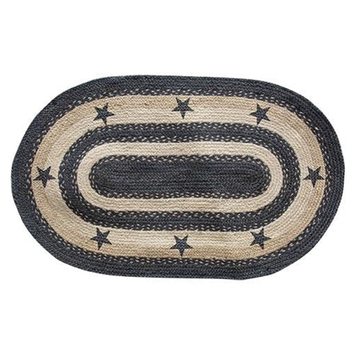 Primitive Pewter Star Braided Rug 3'x5'