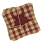 4/Set Burgundy & Tan Check Star Applique Square Coasters (Pack of 2)