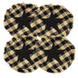 4/Set Black & Tan Check Star Applique Round Coasters (Pack of 2)