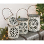 4/Set White Vintage Snowflake Buckets