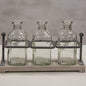 Wood & Iron Bottle Holder With 3 Bottles (Pack of 2)