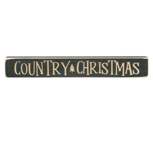 Country Christmas Engraved Block 12" Knight's Green (Pack of 4)