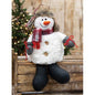 Sitting Plush Snowman w/Plaid Scarf