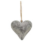 Graywashed Metal Puffy Heart Ornament Small (Pack of 4)