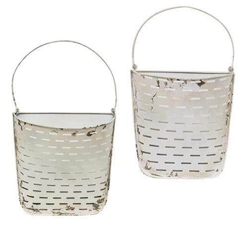 2/Set White Olive Wall Pockets