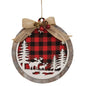 Wooden Red & Black Plaid Moose Scene Ornament  (Pack of 4)