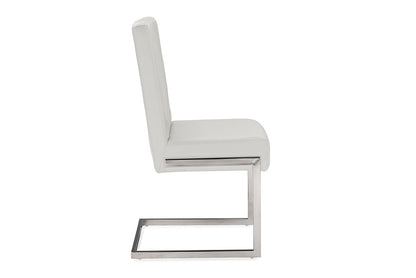 Baxton Studio Toulan Modern and Contemporary White Faux Leather Upholstered Stainless Steel Dining Chair (Set of 2)