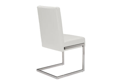 Baxton Studio Toulan Modern and Contemporary White Faux Leather Upholstered Stainless Steel Dining Chair (Set of 2)