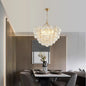 20" Gold Pendant Chandelier with Threaded Clear Glass Globe | 3-Light Adjustable Height Ceiling Light — Living Room, Dining Room & Kitchen
