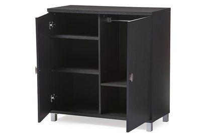 Baxton Studio Marcy Modern and Contemporary Dark Brown Wood Entryway Handbags or School Bags Storage Sideboard Cabinet