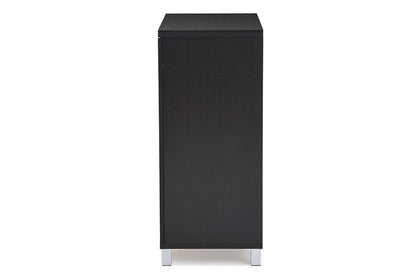Baxton Studio Marcy Modern and Contemporary Dark Brown Wood Entryway Handbags or School Bags Storage Sideboard Cabinet