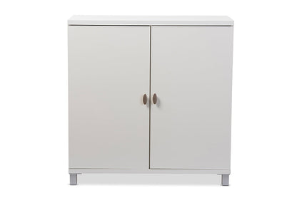 Baxton Studio Marcy Modern and Contemporary White Wood Entryway Handbags or School Bags Storage Sideboard Cabinet