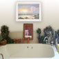 "Golden Sunset on Crystal Cove" Framed Wall Art by Georgia Janisse | Coastal Landscape Print, White Frame