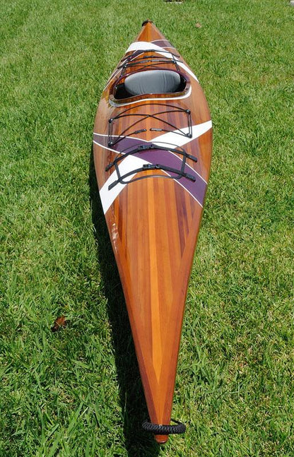 Wooden Kayak with White & Purple Ribbon 15 ft