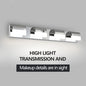 LED Bathroom Vanity Light | 3/4/5/6-Light Chrome Stainless Steel Wall Sconce with Acrylic Shade — Over Mirror, Moisture-Proof