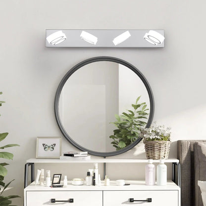 LED Vanity Light Fixture | 3/4/5/6/7-Light Chrome Bathroom Wall Sconce with 360° Rotatable Heads & Frosted Acrylic Shade — Dimmable, 36W