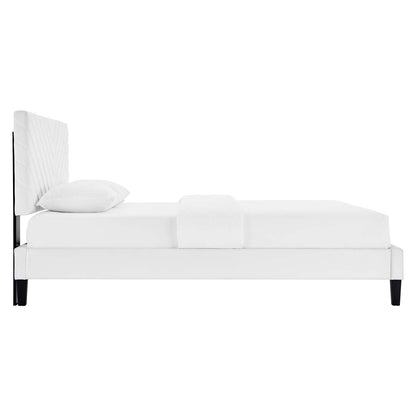 Roxanne Tapered Wood Leg Performance Velvet Queen Platform Bed by Modway