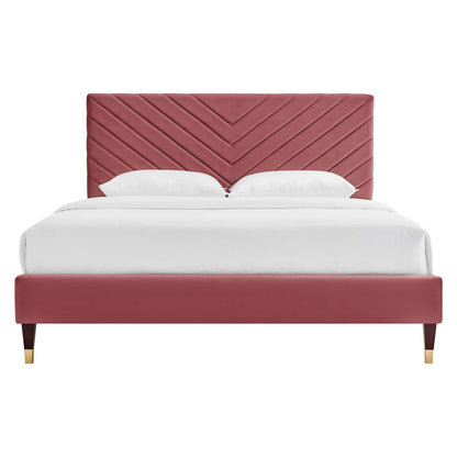 Roxanne Performance Velvet Queen Platform Bed by Modway