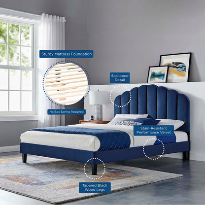 Daisy Performance Velvet Queen Platform Bed by Modway