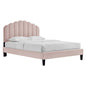 Daisy Tapered Wood Leg Performance Velvet Queen Platform Bed by Modway