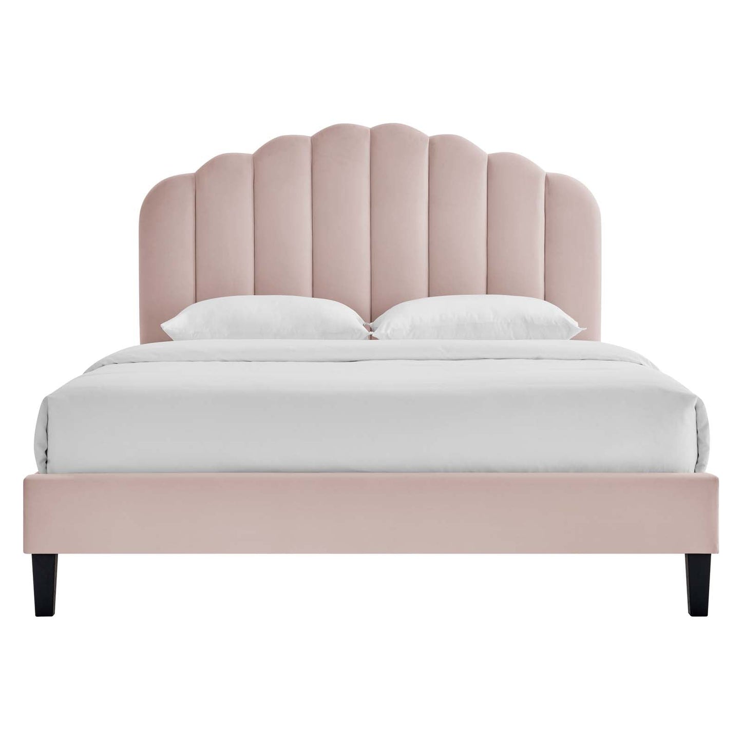 Daisy Tapered Wood Leg Performance Velvet Queen Platform Bed by Modway