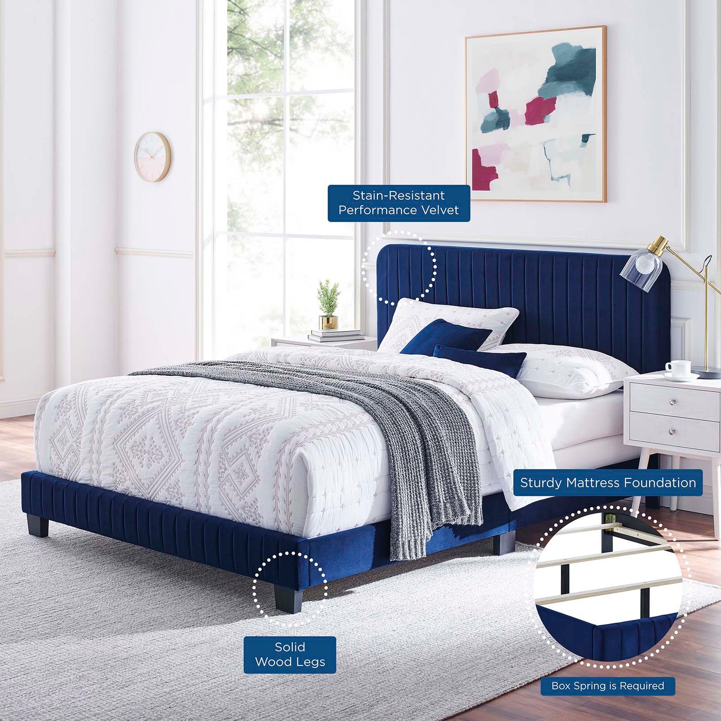 Celine Channel Tufted Performance Velvet Full Bed by Modway