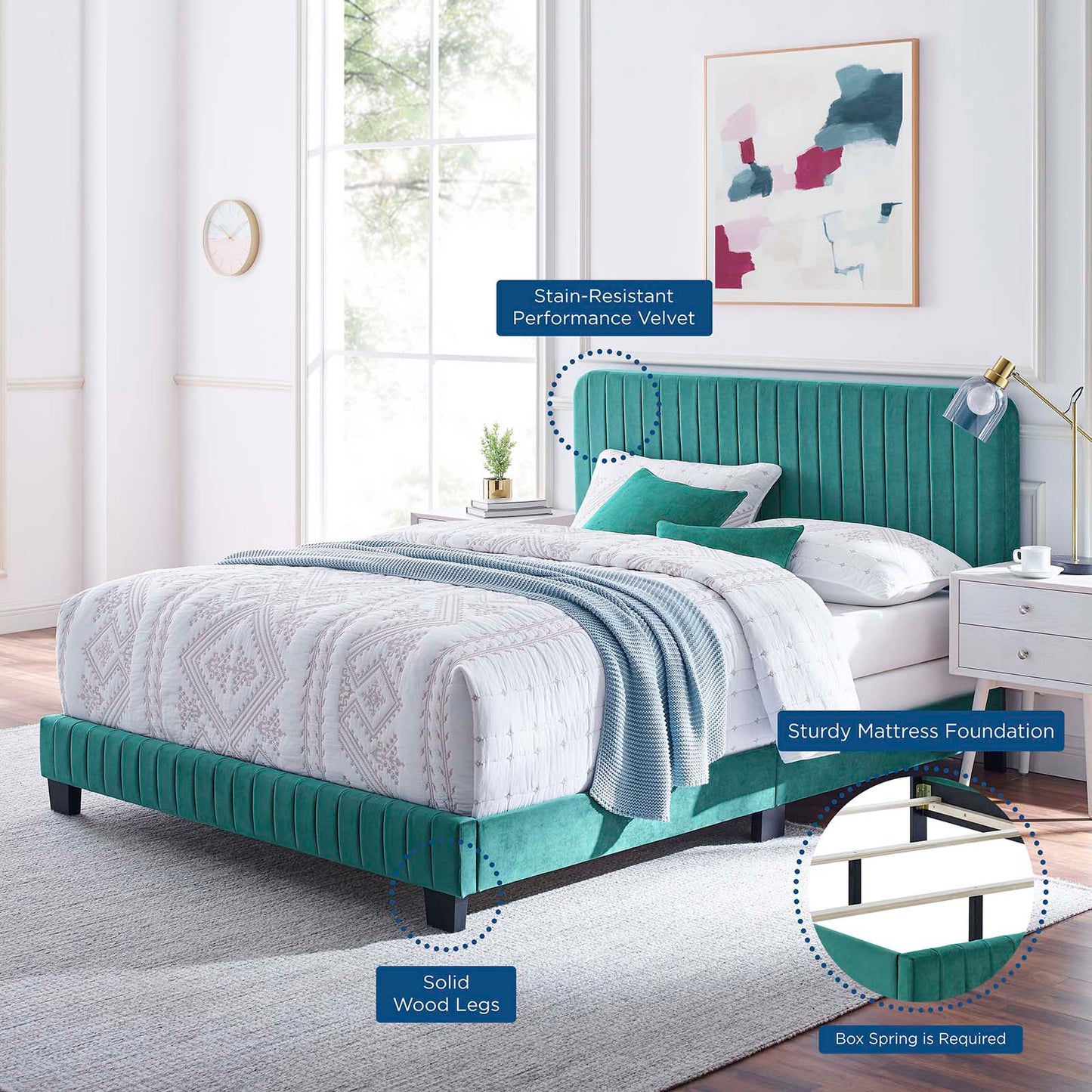Celine Channel Tufted Performance Velvet Twin Bed by Modway