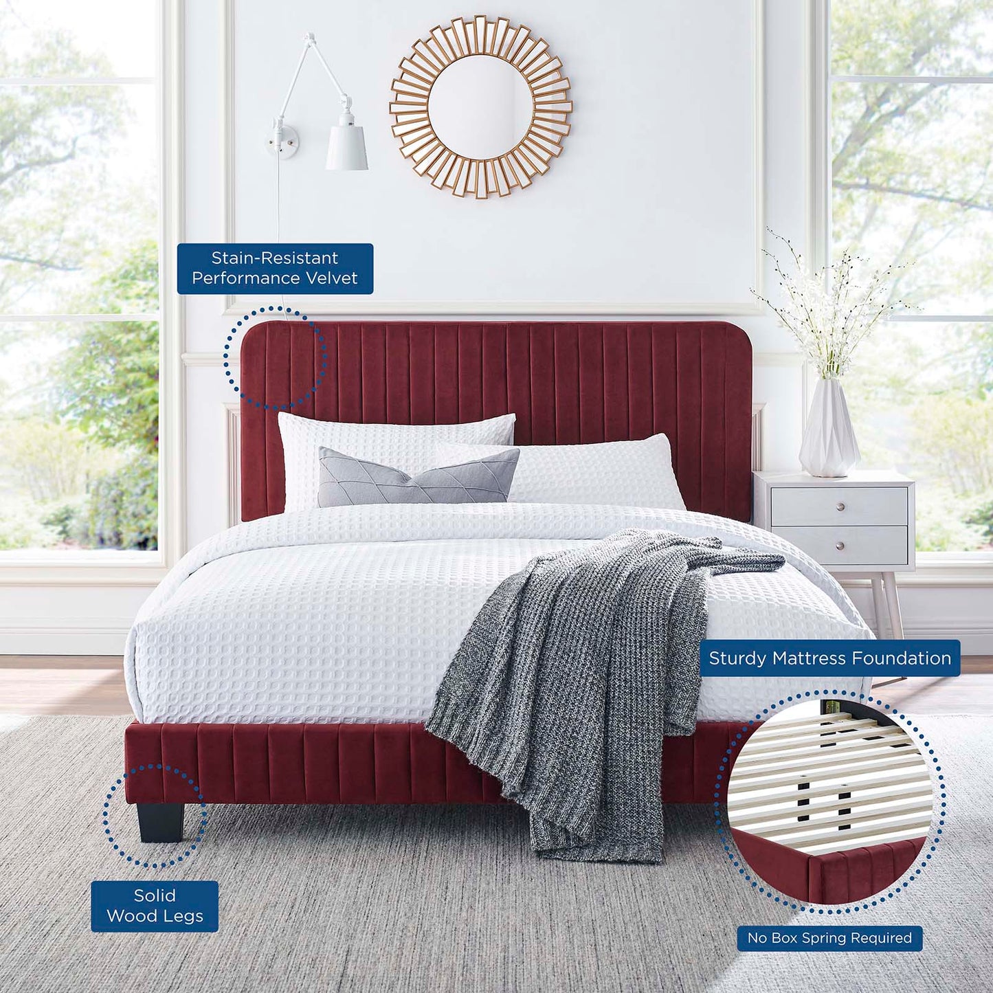 Celine Channel Tufted Performance Velvet King Platform Bed by Modway