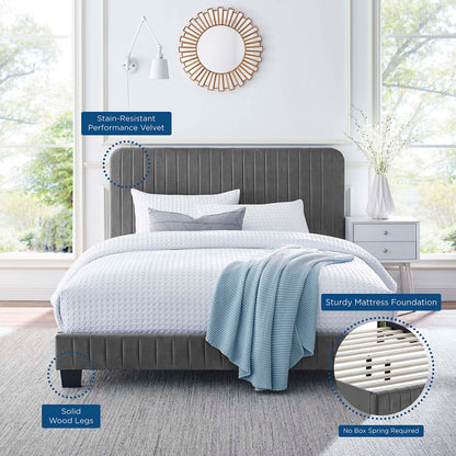 Celine Channel Tufted Performance Velvet Twin Platform Bed by Modway