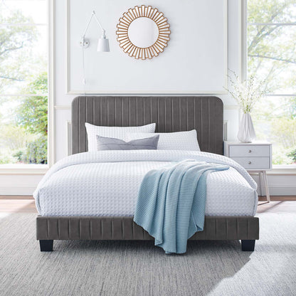 Celine Channel Tufted Performance Velvet Twin Platform Bed by Modway