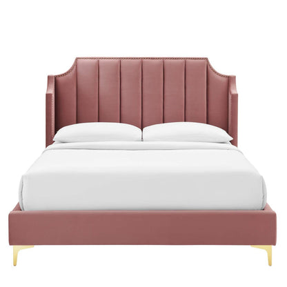 Daniella Performance Velvet Queen Platform Bed by Modway