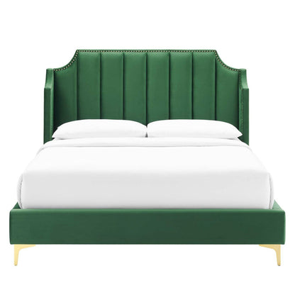 Daniella Performance Velvet Queen Platform Bed by Modway