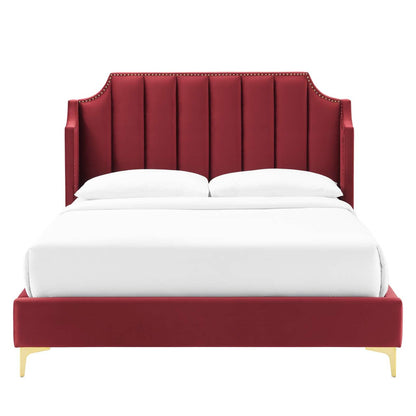 Daniella Performance Velvet Queen Platform Bed by Modway
