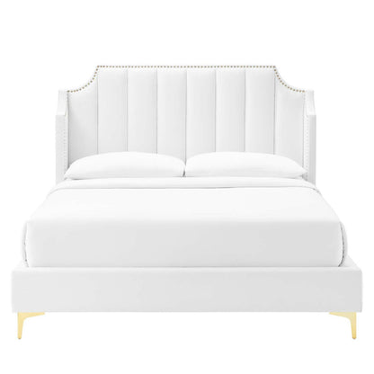 Daniella Performance Velvet Queen Platform Bed by Modway