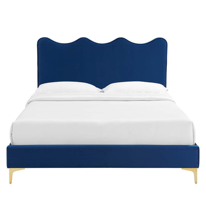 Current Performance Velvet Twin Platform Bed in Na