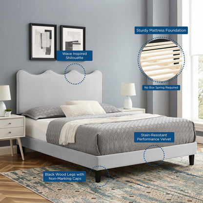 Current Performance Velvet Queen Platform Bed by Modway