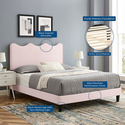 Current Performance Velvet Queen Platform Bed by Modway