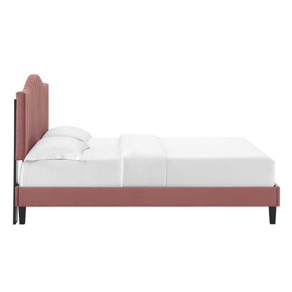 Juniper Channel Tufted Performance Velvet Queen Platform Bed by Modway