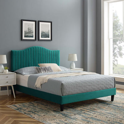 Juniper Channel Tufted Performance Velvet Twin Platform Bed by Modway