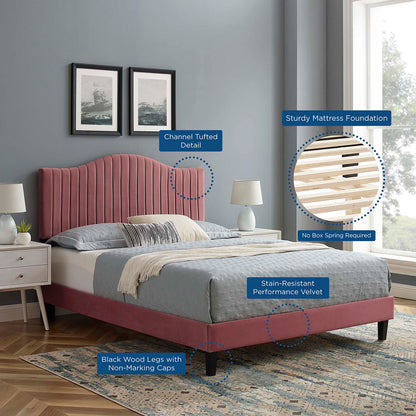 Juniper Channel Tufted Performance Velvet King Platform Bed by Modway