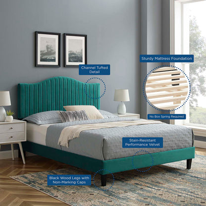 Juniper Channel Tufted Performance Velvet King Platform Bed by Modway