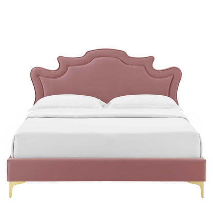 Neena Performance Velvet Twin Bed in Dusty Rose