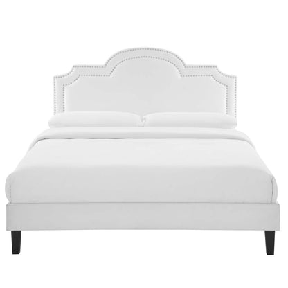 Aviana Performance Velvet King Bed in White