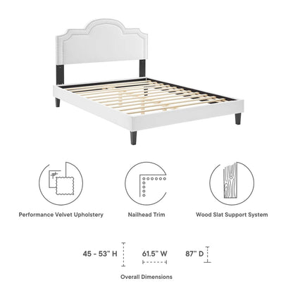 Aviana Performance Velvet King Bed in White