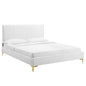 Peyton Performance Velvet Twin Platform Bed in Whi