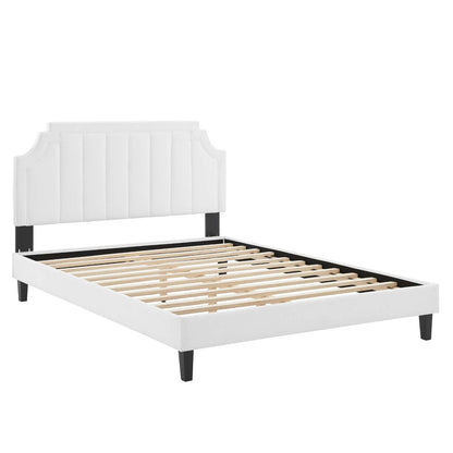 Sienna Performance Velvet King Platform Bed in White