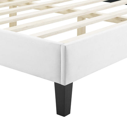 Sienna Performance Velvet King Platform Bed in White